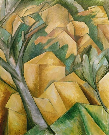 Lukisan Houses in the L'Estaque karya Georges Braque