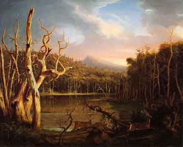 Lukisan Lake with Dead Trees (Catskill) (1825) karya Thomas Cole