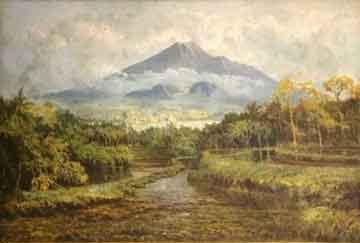 Lukisan Pemandangan Gunung (1935) karya Abdullah Suriosubroto