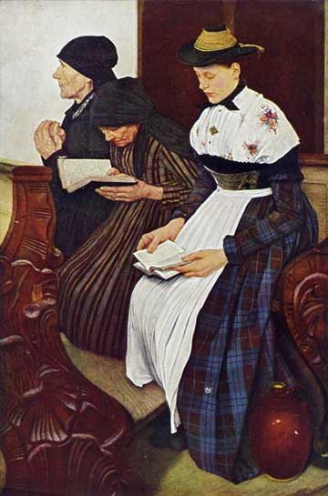 Lukisan Three Women in Church (1881) karya Wilhelm Leibl